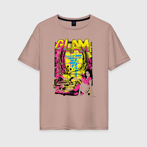 Женская футболка оверсайз Девушка гламур / Пыльно-розовый – фото 1