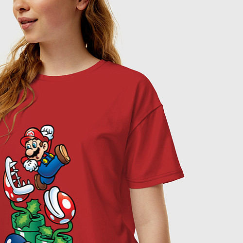 Женская футболка оверсайз Ретро Марио / Красный – фото 3