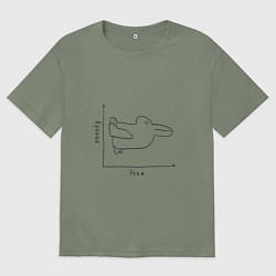 Футболка оверсайз женская Утка - кролик, цвет: авокадо