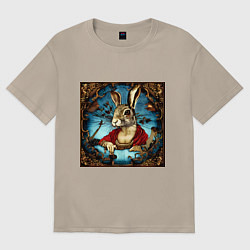 Футболка оверсайз женская Крольчиха Да Винчи, цвет: миндальный