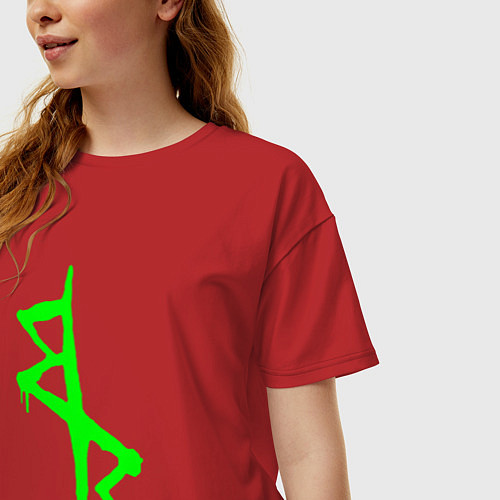 Женская футболка оверсайз Logotype - Cyberpunk: Edgerunners / Красный – фото 3