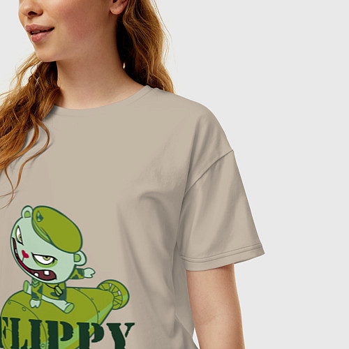 Женская футболка оверсайз Flippy bomb / Миндальный – фото 3