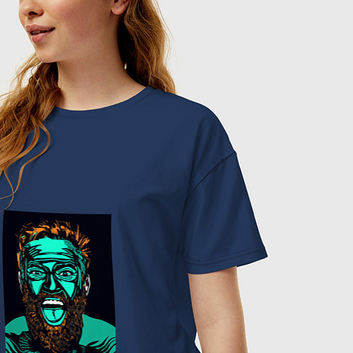 Женская футболка оверсайз Conor Poster / Тёмно-синий – фото 3