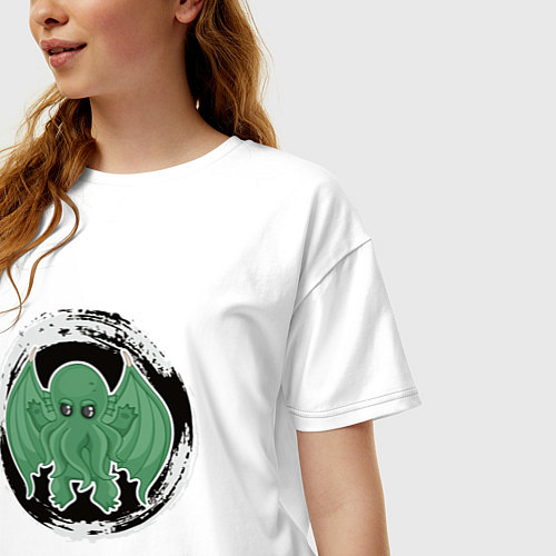 Женская футболка оверсайз Мультяшный Ктулху / Белый – фото 3