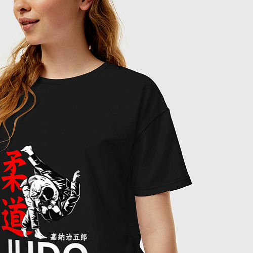 Женская футболка оверсайз Дзюдо - бросок / Черный – фото 3