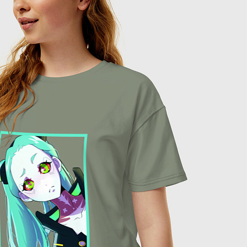 Женская футболка оверсайз Ребекка из киберпанка - нетраннер / Авокадо – фото 3