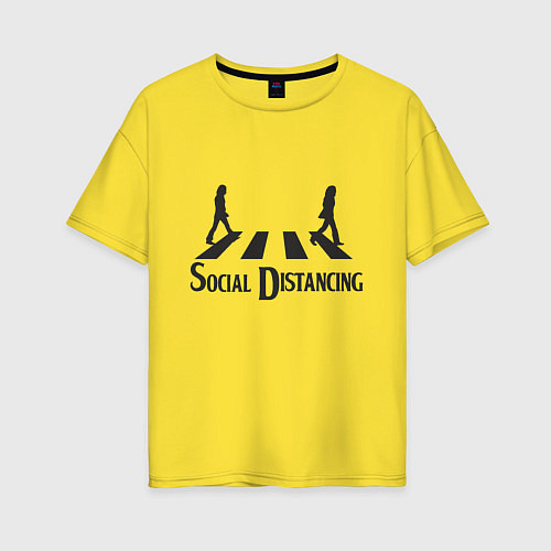 Женская футболка оверсайз Социальная дистанция / Желтый – фото 1