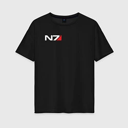 Футболка оверсайз женская Логотип N7, цвет: черный