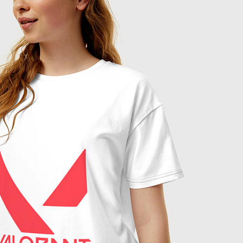 Женская футболка оверсайз Valorant - logo / Белый – фото 3