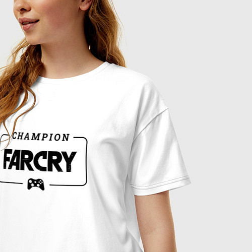 Женская футболка оверсайз Far Cry gaming champion: рамка с лого и джойстиком / Белый – фото 3