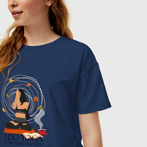 Женская футболка оверсайз Йога и дзен / Тёмно-синий – фото 3