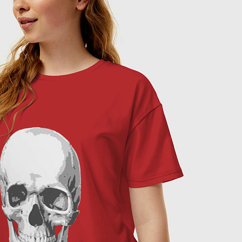 Женская футболка оверсайз Platinum Cut Skull / Красный – фото 3