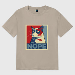 Футболка оверсайз женская Кот - нет, цвет: миндальный