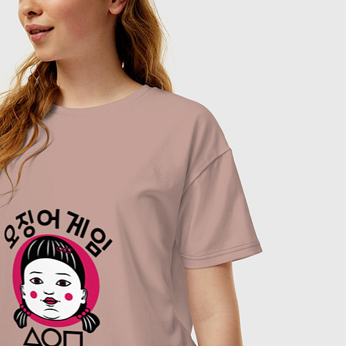 Женская футболка оверсайз South Korea / Пыльно-розовый – фото 3