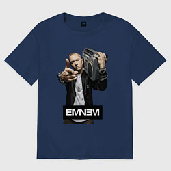 Футболка оверсайз женская Eminem boombox, цвет: тёмно-синий
