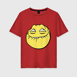 Футболка оверсайз женская Smiley trollface, цвет: красный