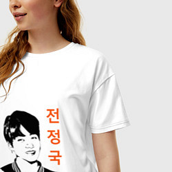 Футболка оверсайз женская Чон Джон Гук, цвет: белый — фото 2