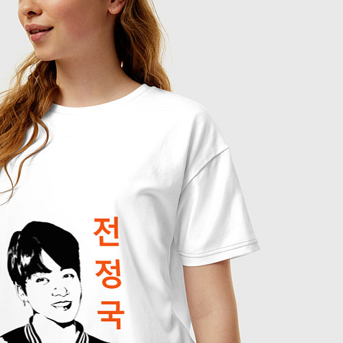 Женская футболка оверсайз Чон Джон Гук / Белый – фото 3