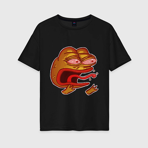 Женская футболка оверсайз Evil Pepe sticker / Черный – фото 1