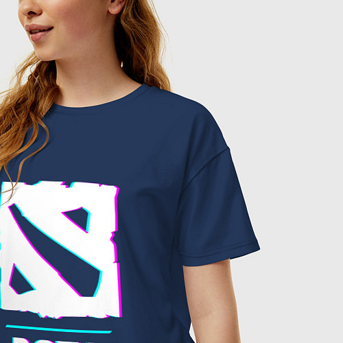 Женская футболка оверсайз Dota в стиле glitch и баги графики / Тёмно-синий – фото 3