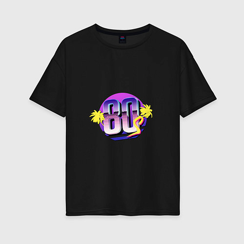 Женская футболка оверсайз Хромированные 80-е / Черный – фото 1