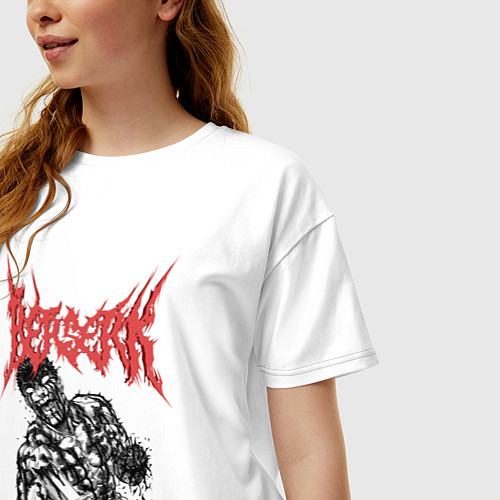 Женская футболка оверсайз Берсерк Гатс ярость metal / Белый – фото 3