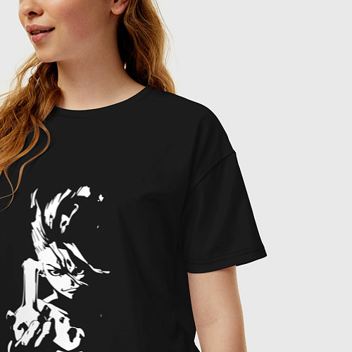 Женская футболка оверсайз Образ Сэнку Ишигами / Черный – фото 3