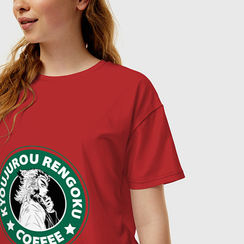Женская футболка оверсайз Кеджиро Ренгоку / Красный – фото 3