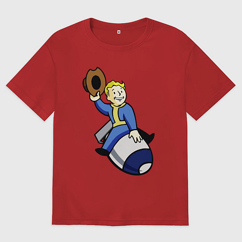 Женская футболка оверсайз Vault boy - bomb rider / Красный – фото 1