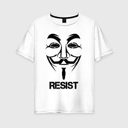 Футболка оверсайз женская Guy Fawkes - resist, цвет: белый