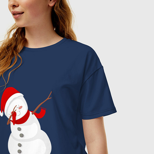 Женская футболка оверсайз Снеговик дэб / Тёмно-синий – фото 3