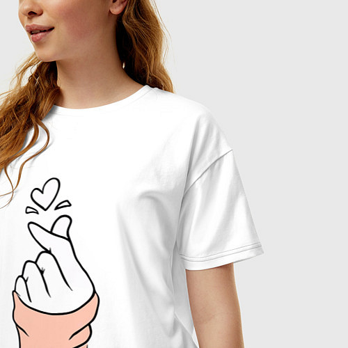Женская футболка оверсайз Hand click / Белый – фото 3