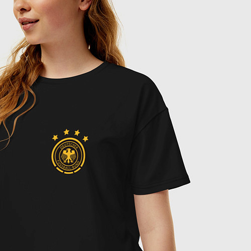 Женская футболка оверсайз Сборная Германии логотип / Черный – фото 3