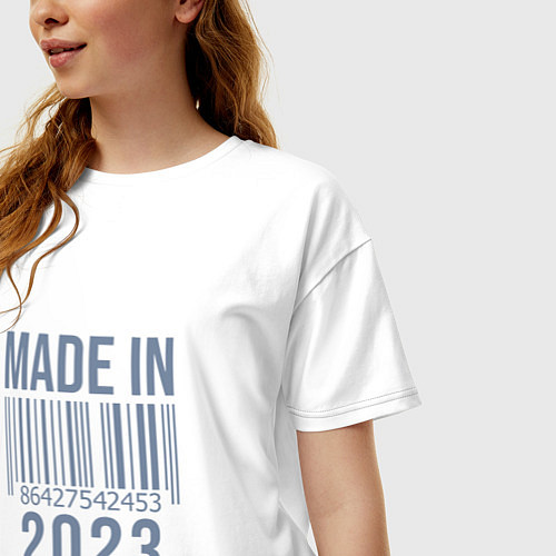 Женская футболка оверсайз Made in 2023 / Белый – фото 3