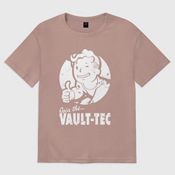 Футболка оверсайз женская Vault boy - join the vault tec, цвет: пыльно-розовый