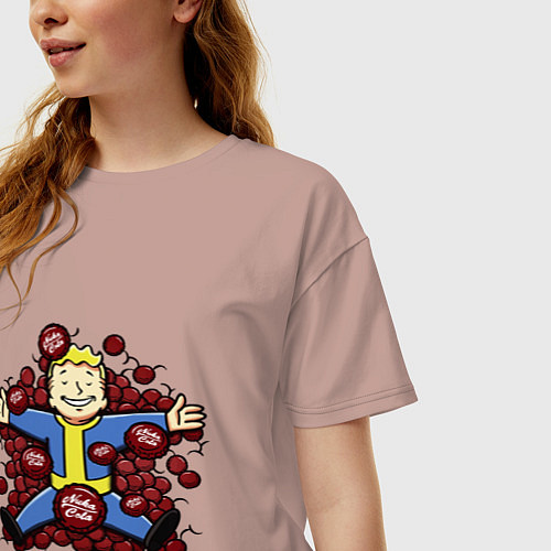 Женская футболка оверсайз Vault boy caps / Пыльно-розовый – фото 3