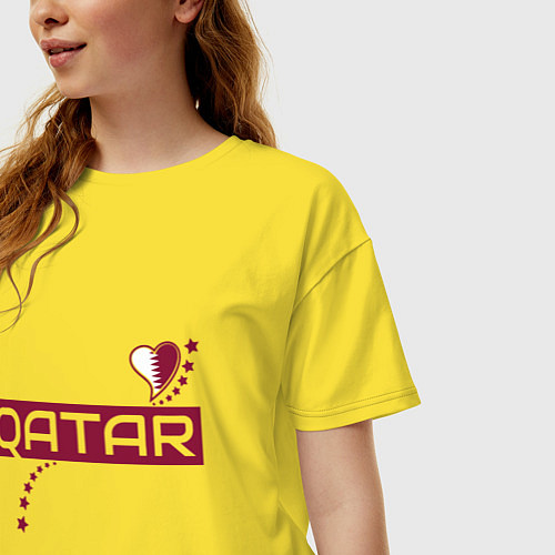 Женская футболка оверсайз Qatar heart / Желтый – фото 3