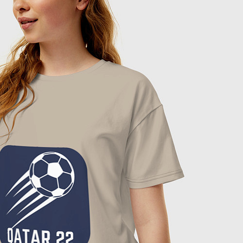 Женская футболка оверсайз Qatar 22 / Миндальный – фото 3