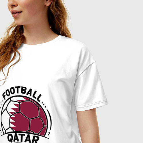 Женская футболка оверсайз Football Qatar / Белый – фото 3