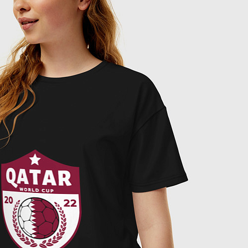 Женская футболка оверсайз Qatar - World Cup / Черный – фото 3