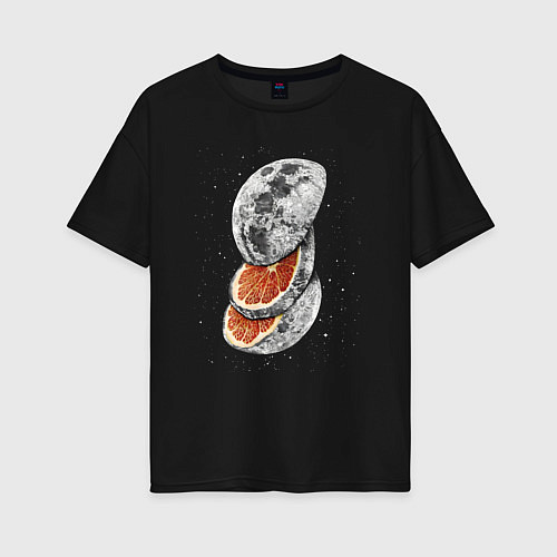 Женская футболка оверсайз Лунный фрукт / Черный – фото 1