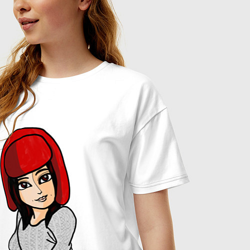 Женская футболка оверсайз Дженни в шапке / Белый – фото 3
