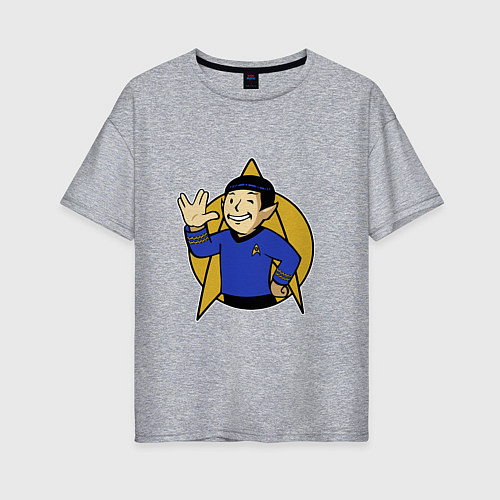 Женская футболка оверсайз Spoke - vault boy / Меланж – фото 1