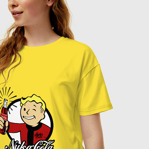 Женская футболка оверсайз Vault boy - nuka cola / Желтый – фото 3