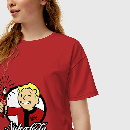 Женская футболка оверсайз Vault boy - nuka cola / Красный – фото 3