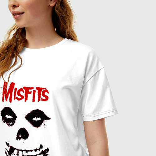 Женская футболка оверсайз Misfits классический череп / Белый – фото 3