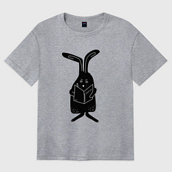 Футболка оверсайз женская Кролик пишет список дел, цвет: меланж