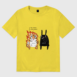 Футболка оверсайз женская Тигр и кролик 2022-2023, цвет: желтый