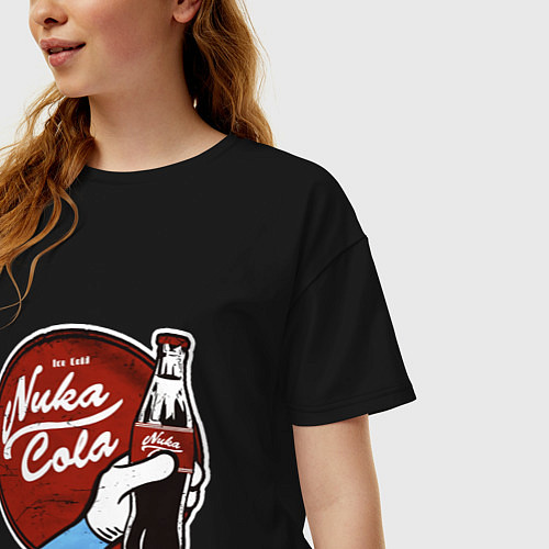 Женская футболка оверсайз Nuka cola sticker / Черный – фото 3