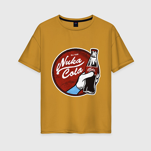 Женская футболка оверсайз Nuka cola sticker / Горчичный – фото 1